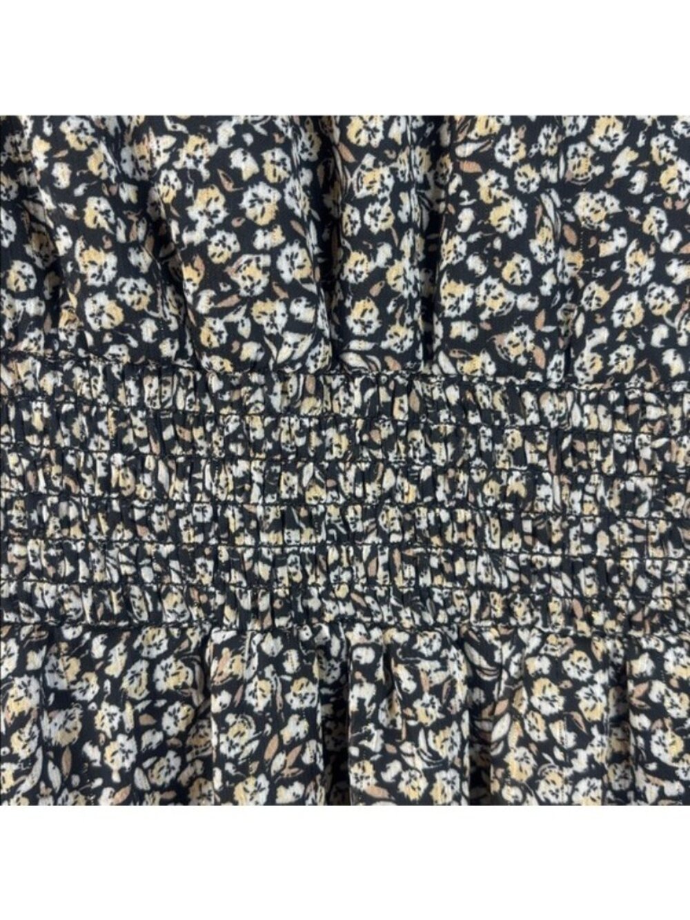NWT MSK Womens Black White Floral Long Sleeve V-Neck Smocked Dress PLUS SIZE 1X - Picture 7 of 15